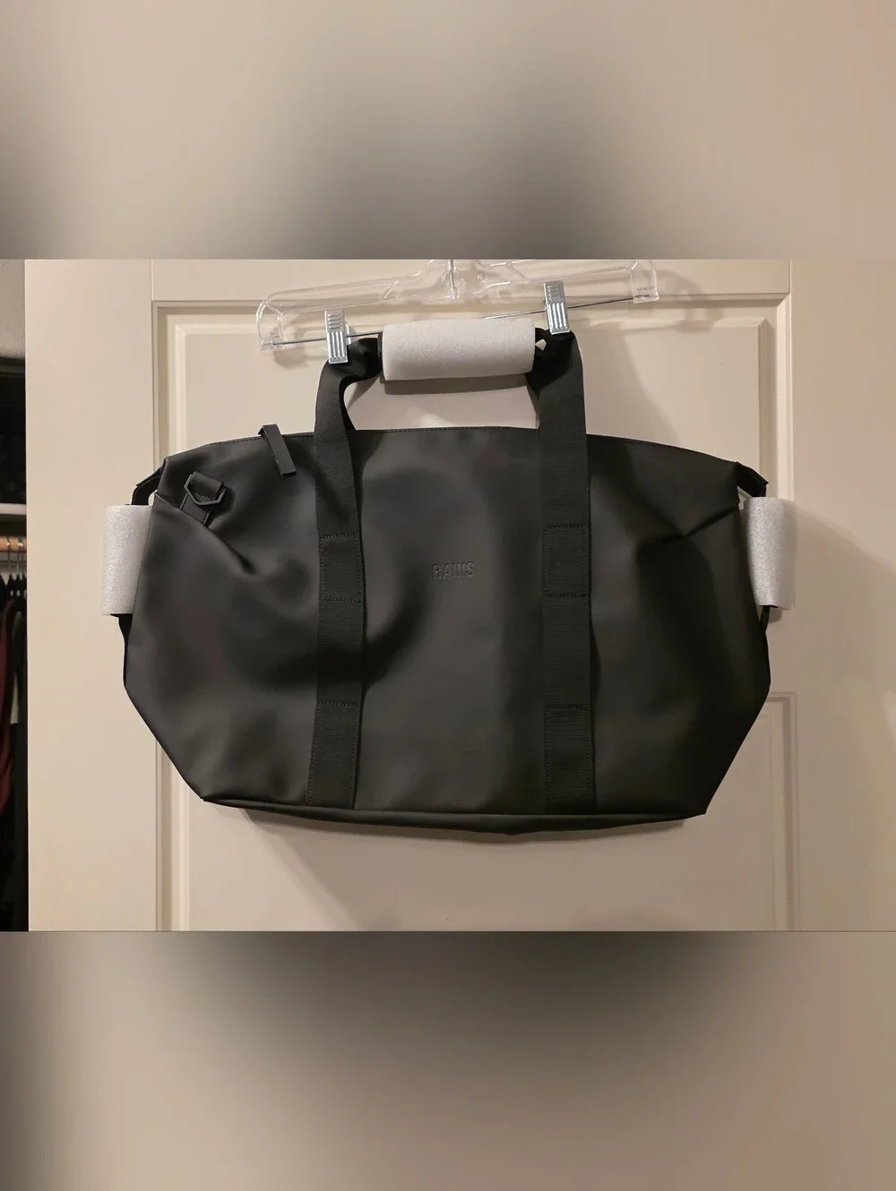 Rains Hilo Black Travel Waterproof Weekend Bag